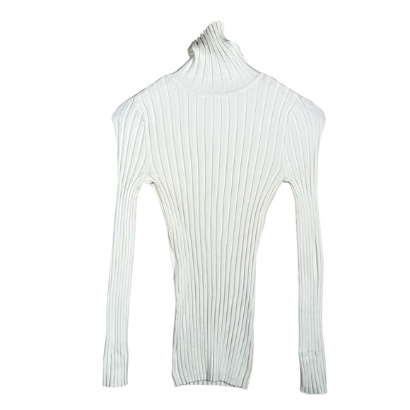 SUNDANCE Legend Stretchy Ribbed Organic Cotton Turtleneck in ivory - Picture 6 of 8